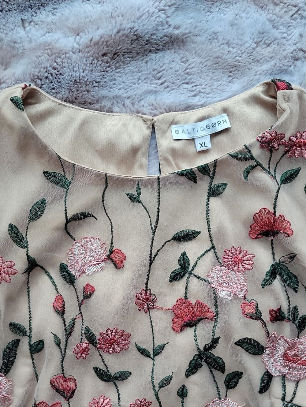 Baltic Born Blush Pink Floral Embroidered Dress Dutchess Rose Tulle - Picture 3 of 5